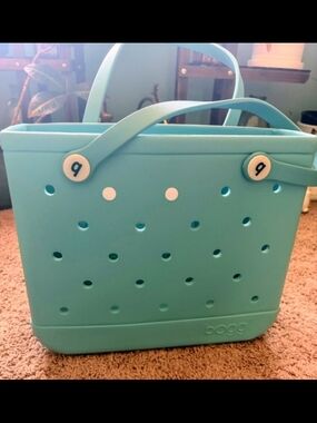 Bogg Bag Large Aqua Tote with Perforated Design